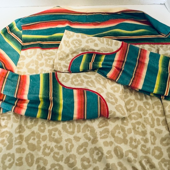 Crazy Train Pull Over Top Size 2XL Southwest Stripe Leopard Western Long Sleeve - Picture 16 of 16